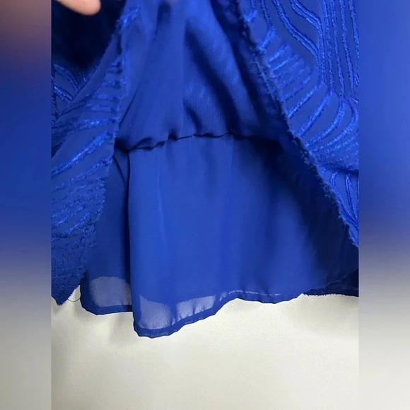 Vintage Valerie Stevens Blue Blouse Drop Tie Waist Jeweled Lined Women’s‎ Large - Picture 5 of 12